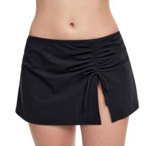 Profile By Gottex Tutti Frutti Side Slit Cinch Swim Skirt Black Sz 16W